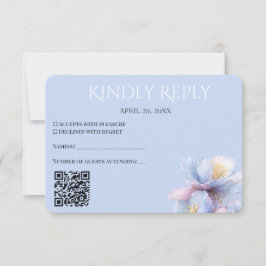 Cartão RSVP Artistic Pastel Botanical Florals Wedding QR Code
