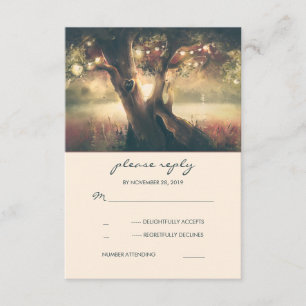 Cartão RSVP Árvore cinzelada do coração que Wedding cartõe