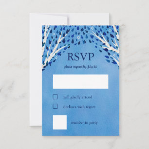 Cartão RSVP Árvore da Vida Stars Watercolor Bat Bar Mitzvah