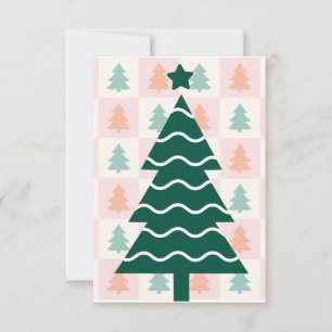 Cartão RSVP Árvore de Natal Fofo Design de Férias.
