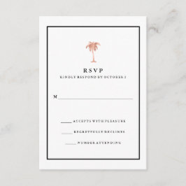 Cartão RSVP Árvore de Palma Negra, Rosa Dourada e Negra | Glam