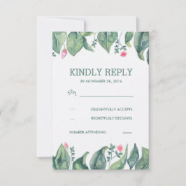 Cartão RSVP Árvore Deixa Floresta Rústica Casamento de Aquarel