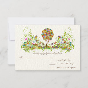 Cartão RSVP Árvore floral Enchanted do conto de fadas dos