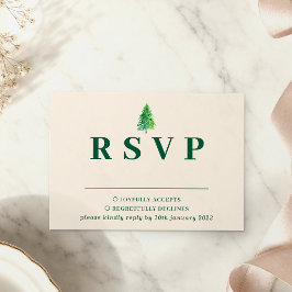 Cartão RSVP Árvore Florestal Aquarela | Casamento Floral Natal
