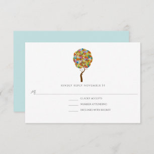 Cartão RSVP Árvore foliar de papelada florestal entalada