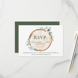 Cartão RSVP Assentos reservados Rustic Wood Sage Watercolor