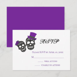 Cartão RSVP Até que a morte nos faça parte | Casamento Roxo