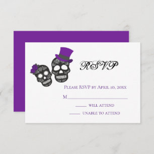 Cartão RSVP Até que a morte nos faça parte Casamento Roxo