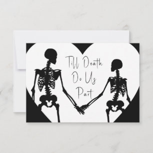 Cartão RSVP Até que a morte nos faça parte do Skeleton Wedding