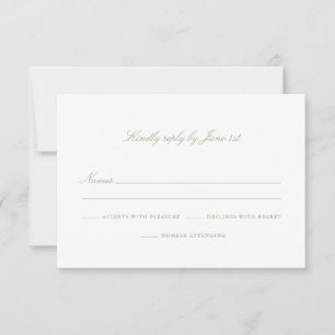 Cartão RSVP Atendimento ao Número Verde Elegante Sage
