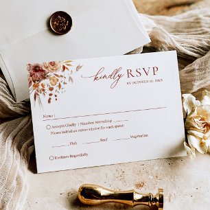 Cartão RSVP Autumn Blossoms of Love Wedding