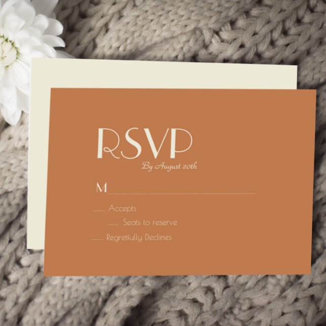 Cartão RSVP Autumn Boho Deco | Terracotta Wedding Meal Choice (Criador carregado)
