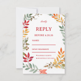 Cartão RSVP Autumn Botanical Leaves Response