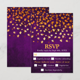 Cartão RSVP Autumn Deixa A Roxinha De Casamento Roxo