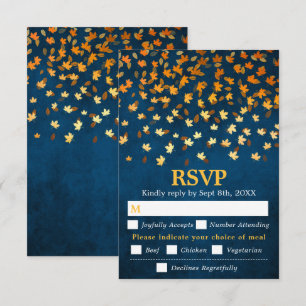 Cartão RSVP Autumn Deixa Blue Grunge Casando Escolha