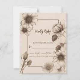 Cartão RSVP Autumn Elegance Wedding