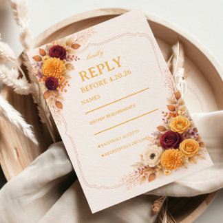 Cartão RSVP Autumn Floral Warm Response