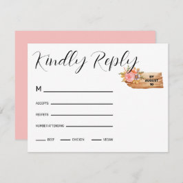 Cartão RSVP Autumn Flowers & Wood Sign