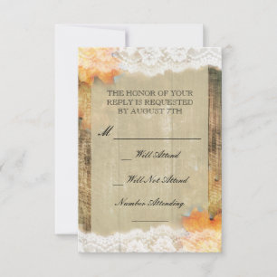 Cartão RSVP Autumn Lace Rustic Wedding R.S.V. P.