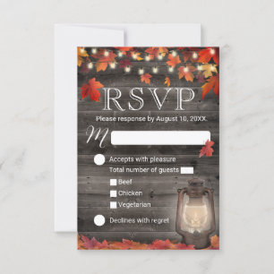 Cartão RSVP Autumn Leaves & Lantern Vintage Casamento outono R