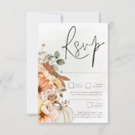 Cartão RSVP Autumn Pumpkin Watercolor Código QR
