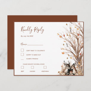Cartão RSVP Autumn Rustic Deer Wedding Collection