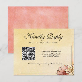 Cartão RSVP Autumn Watercolor Floral Terracotta Yellow Casamen