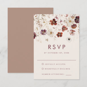 Cartão RSVP Autumn Wildflower Meadow Wedding