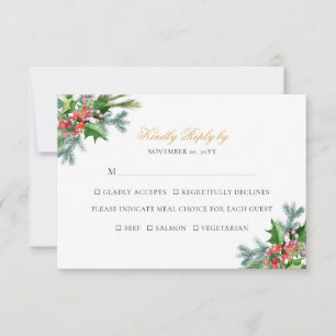 Cartão RSVP Ava Elegante Natal Greenerescente Escolha das Refe