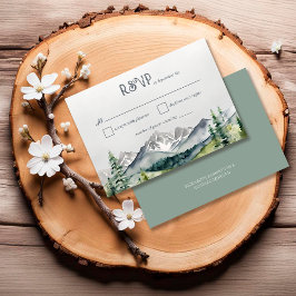 Cartão RSVP Aventura Florestal Rustic Mounains Começa Casament