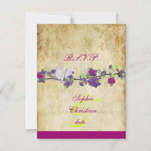 Cartão RSVP AVES DE AMOR, RSVPs GRANDES/cor DIY