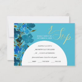 Cartão RSVP Azul-artístico Cores-d-água flores selvagens