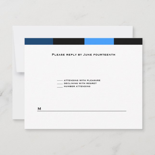 Cartão RSVP Azul Azul-Marinho Azul Zachary (Frente)