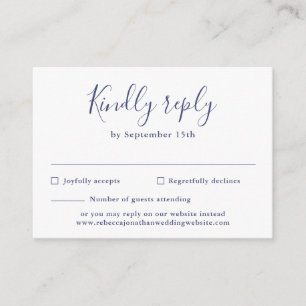 Cartão RSVP Azul de Casamento Azul de Marinho Míni