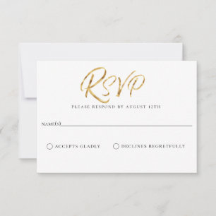 Cartão RSVP Azul de Casamento Dourado Bruto