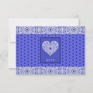Cartão RSVP Azul de rendas cerâmicas de Grécia