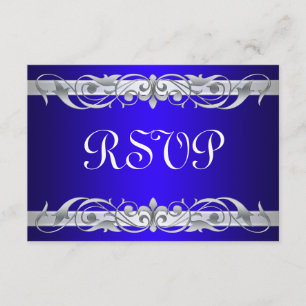 Cartão RSVP Azul de Rolagem de Prata da Grande Duq