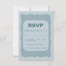 Cartão RSVP azul de vintage personalizado para cas