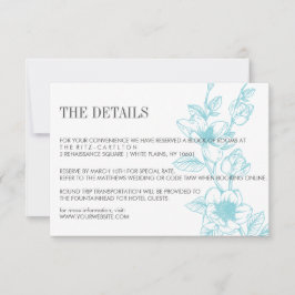 Cartão RSVP Azul Desbotado | Magnolia Flowers Bloom | VP de Ca