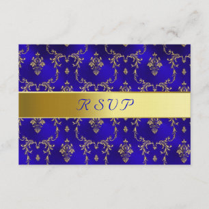 Cartão RSVP — Azul e Dourado