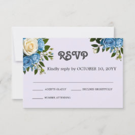 Cartão RSVP Azul empoeirado personalizado e farinha de marfim