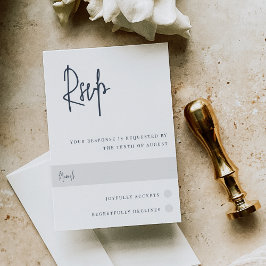 Cartão RSVP Azul Marinho | Casamento de Script Manuscrito Mode