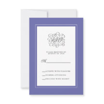 Azul Vinca Elegante Encartes de Casamento Chic