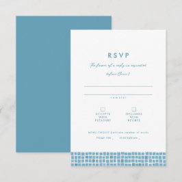 Cartão RSVP Azulejo azul grego quadro simples destino casament