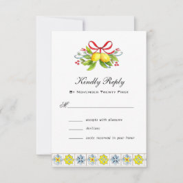 Cartão RSVP Azulejo italiano com limões