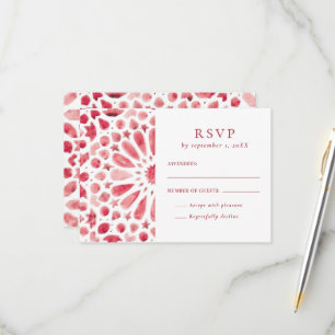 Cartão RSVP Azulejo Vermelho Árabe Mediterrâneo Casamento