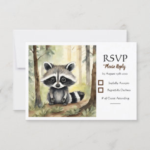 Cartão RSVP Baby Raccoon Gênero Chá de fraldas neutro