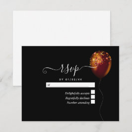 Cartão RSVP Balão Confetti Dourado Cobre