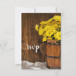 Cartão RSVP Balde de madeira Yellow Daisies Country Weding RSV