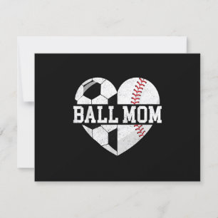 Cartão RSVP Ball Mãe Camisa Coração Engraçado Baseball Soccer 